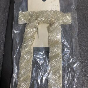 A New Day Cream Beaded Hair Ribbon